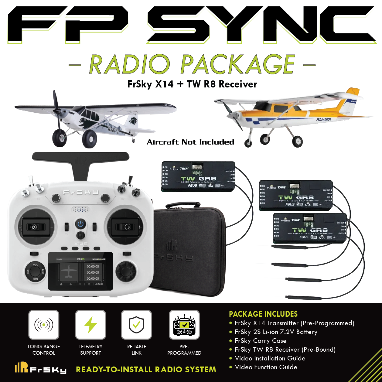FP SYNC TWIN X14 Preloaded Model Combo – FMS Ranger 1220mm & PA-18 1300mm