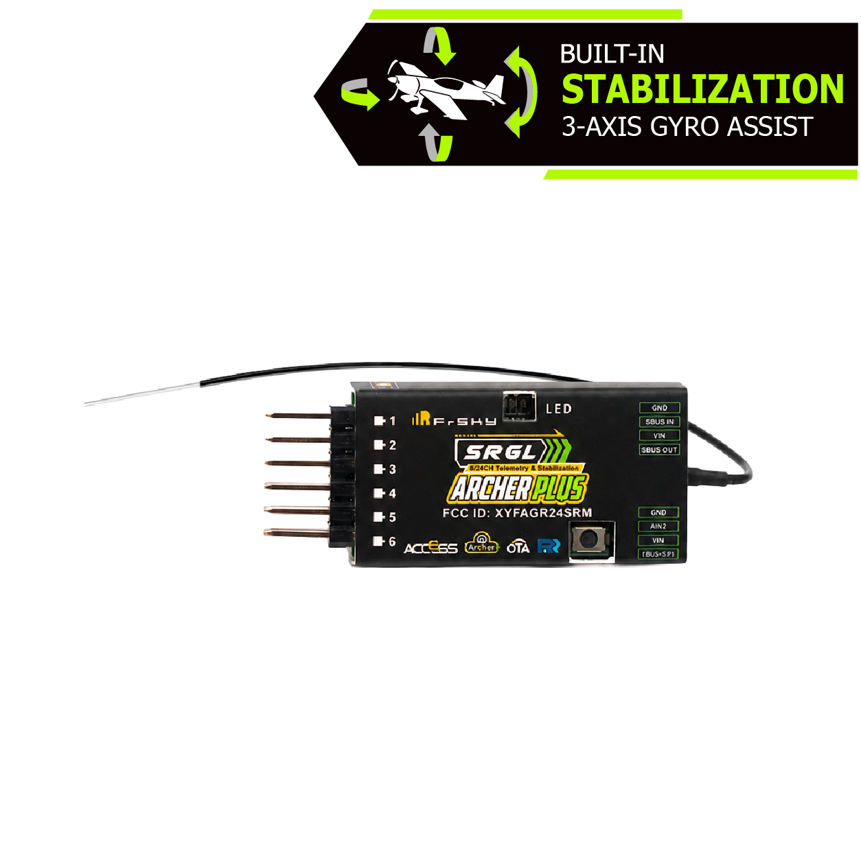 FrSky Archer Plus SR6L 6-Channel Stabilized Receiver