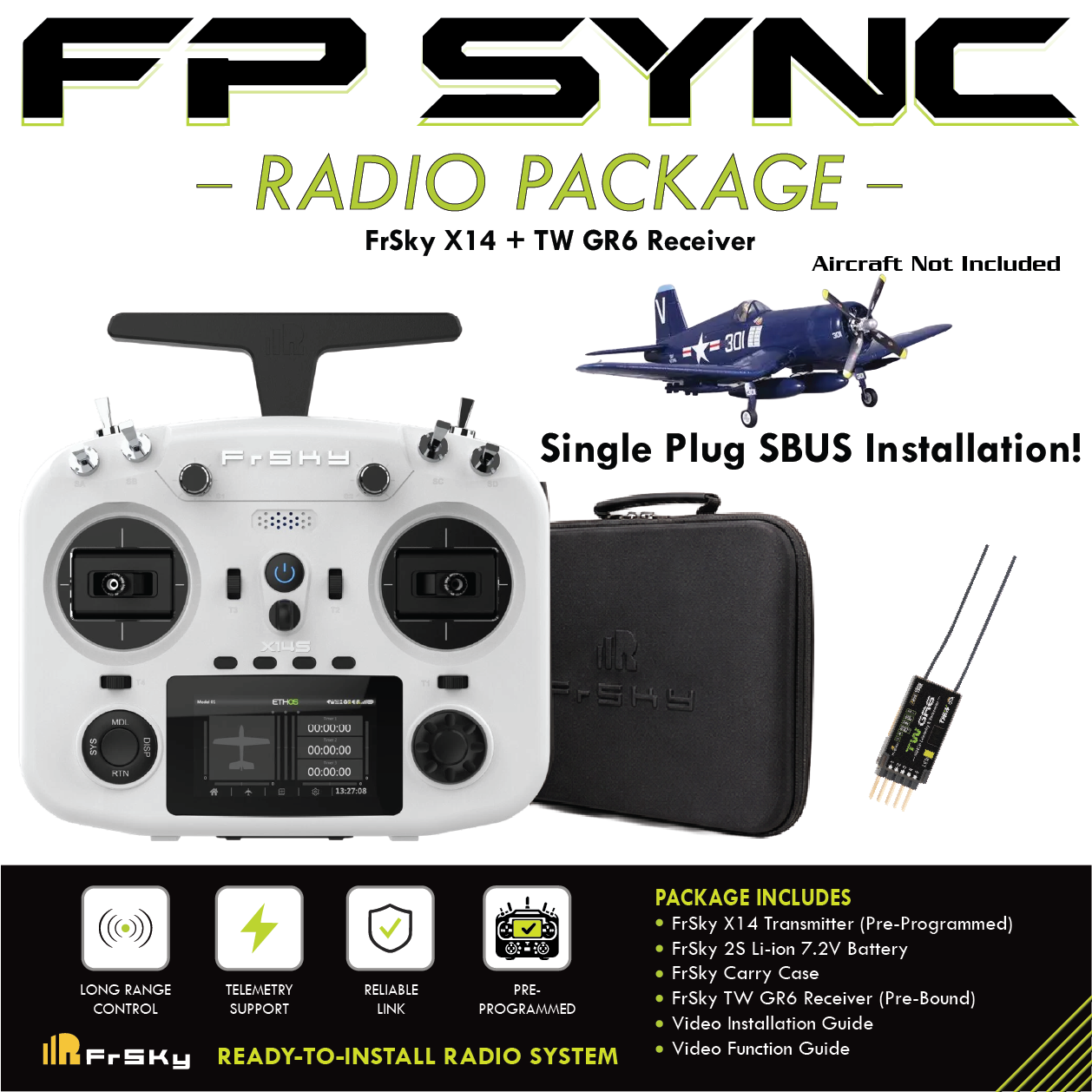 FP SYNC TWIN X14 Preloaded Model Combo – FMS Corsair 800mm & Arrows P-51 Mustang 850mm