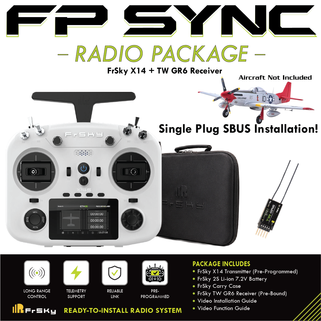 FP SYNC TWIN X14 Preloaded Model Combo – FMS Corsair 800mm & Arrows P-51 Mustang 850mm