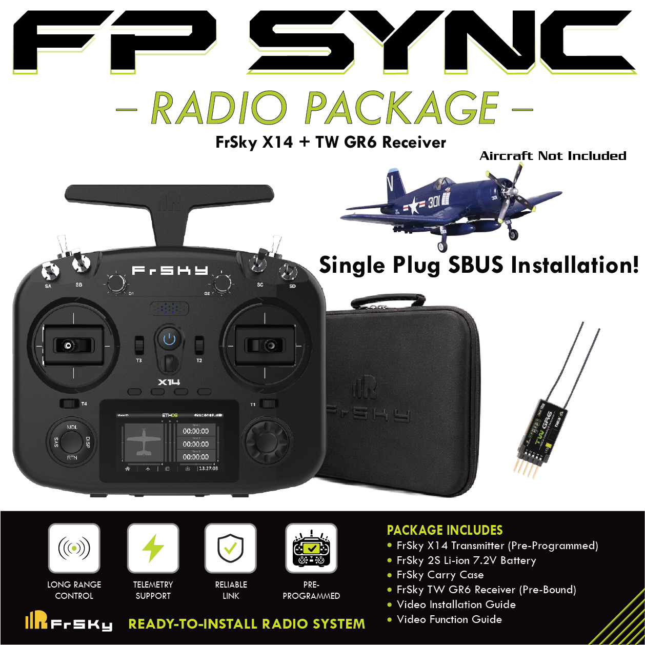 FP SYNC TWIN X14 Preloaded Model Combo – FMS Corsair 800mm & Arrows P-51 Mustang 850mm