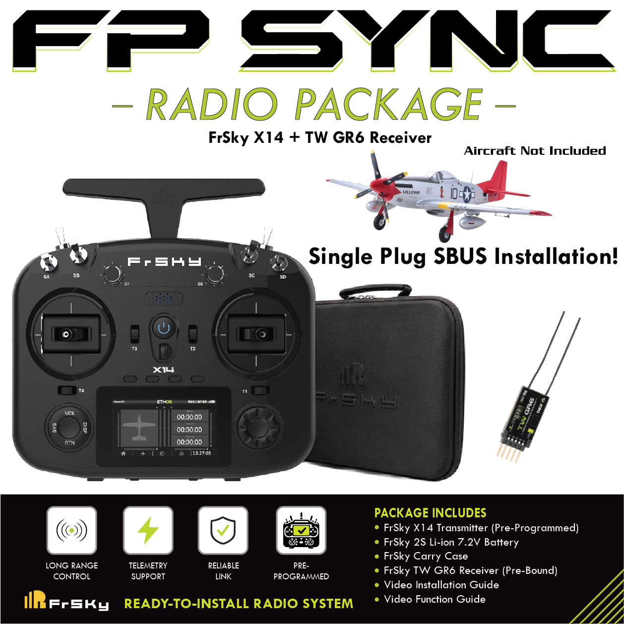 FP SYNC TWIN X14 Preloaded Model Combo – FMS Corsair 800mm & Arrows P-51 Mustang 850mm