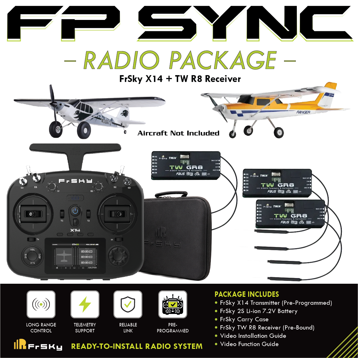 FP SYNC TWIN X14 Preloaded Model Combo – FMS Ranger 1220mm & PA-18 1300mm