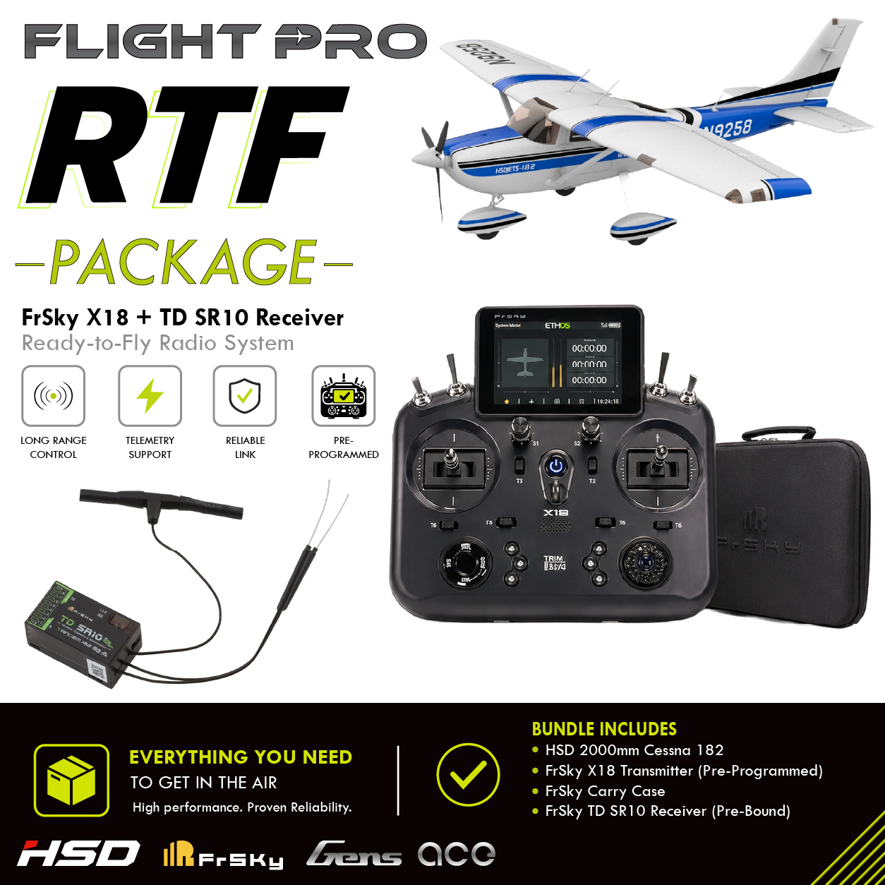 HSD Flight 2000mm Cessna 182 RTF Blue
