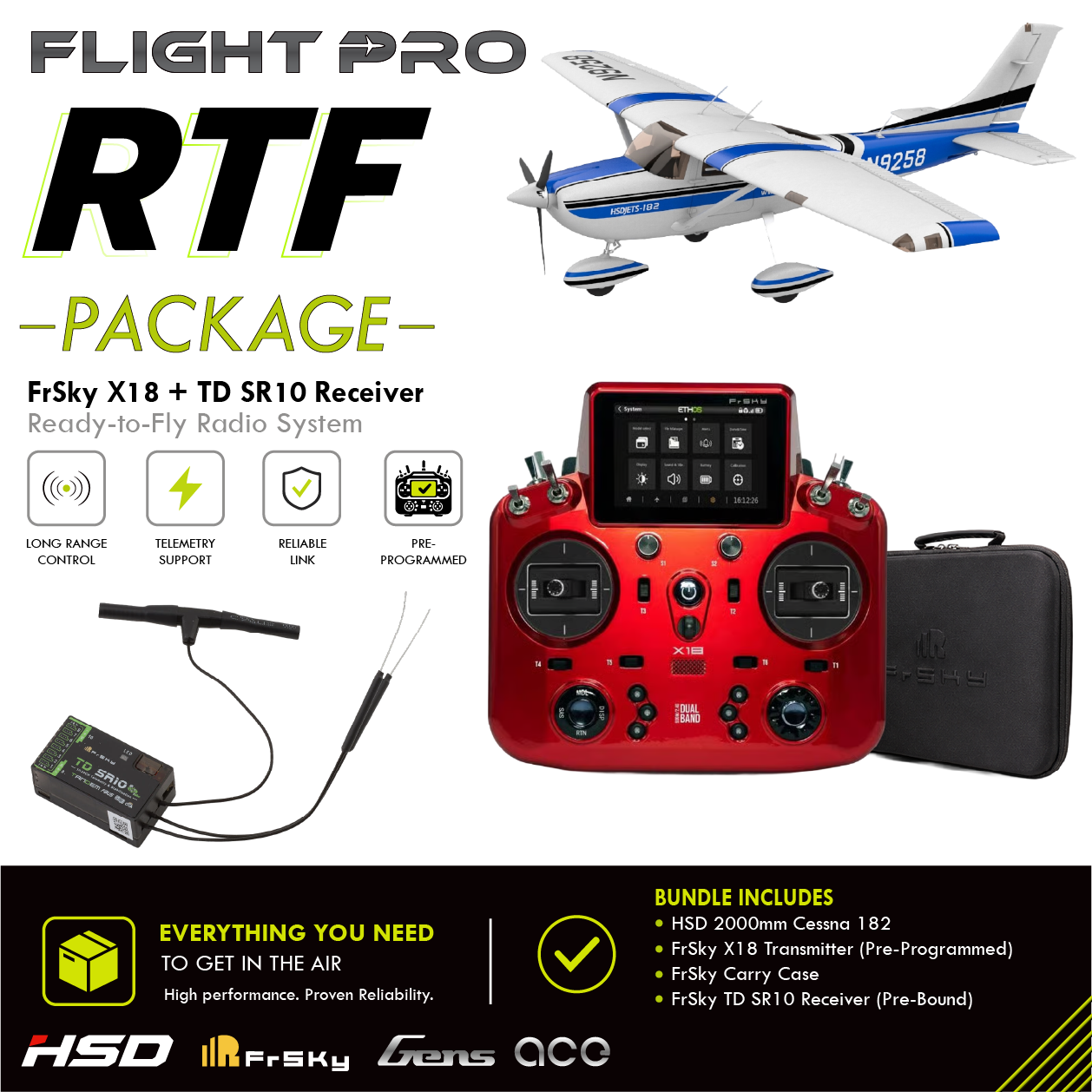 HSD Flight 2000mm Cessna 182 RTF Blue