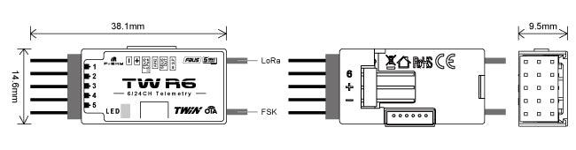 FrSky Twin TW R6 Receiver - 6 Channel